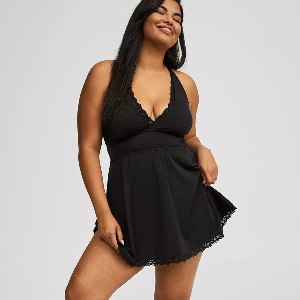 Plus Size 3X TORRID Black One Piece Wire Free Swimsuit Swim womens